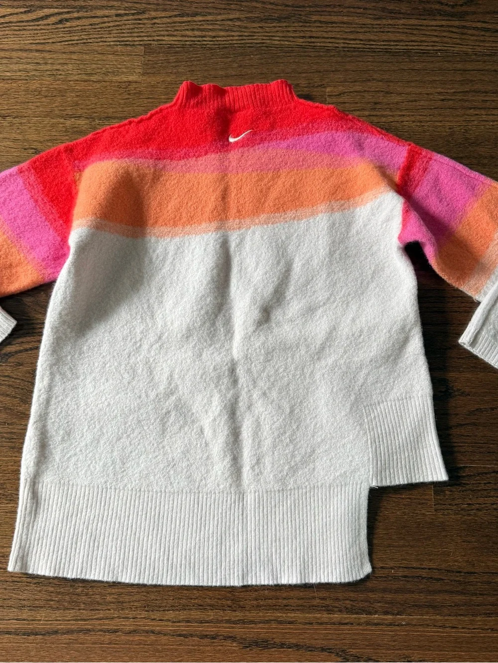 Nike Yoga small Colorblock Crewneck Sweater in White, Pink, Orange & Red
